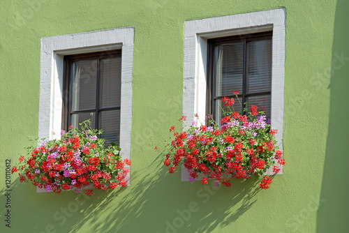 Fototapeta Naklejka Na Ścianę i Meble -  Window with geranium planter