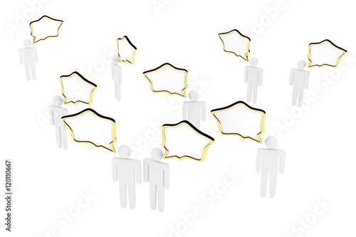 people with talk bubbles isolated over a white background. 3d rendering.