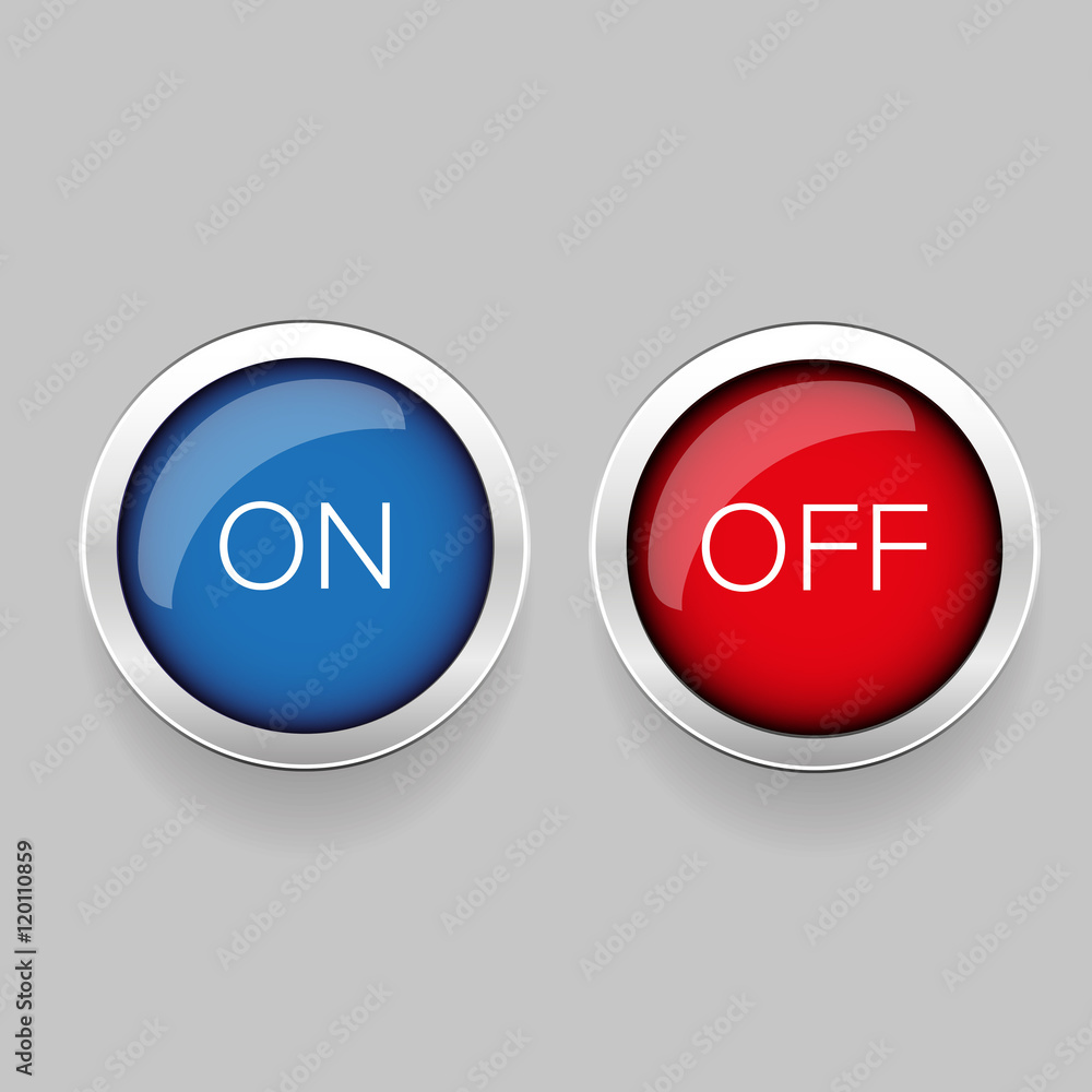On Off button red and blue