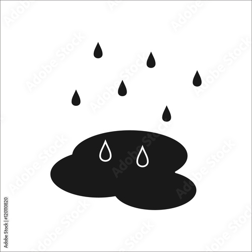 Water drop or rain puddle sign silhouette icon on background