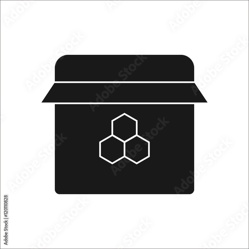 Jar of honey sign silhouette icon on background