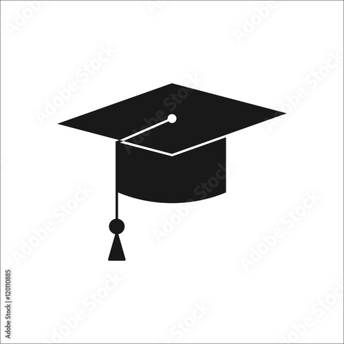 Graduation cap sign silhouette icon on background
