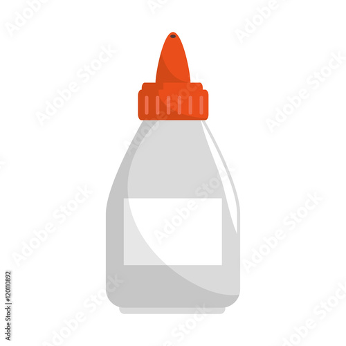 glue bottle with white label. school utensil. vector illustration