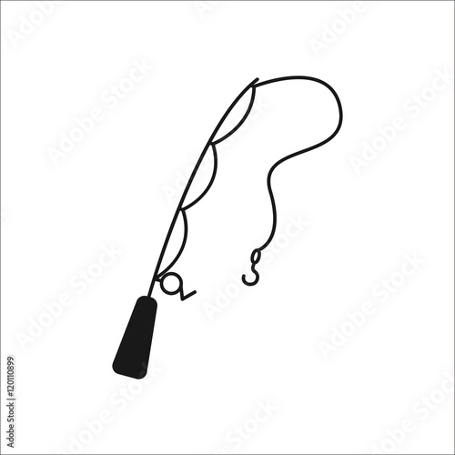 Fishing rod sign silhouette icon on background