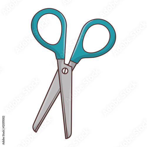 scissor with blue handle. school stationary object. vector illustration