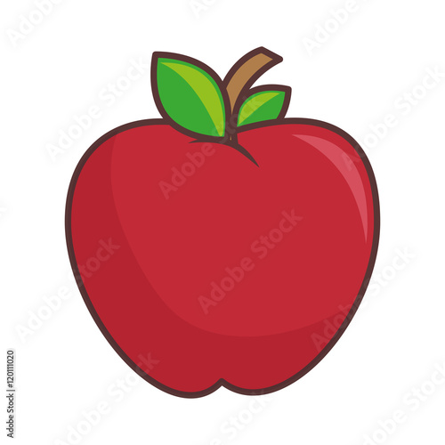 red apple fruit health food agriculture nutrition snack vector illustration