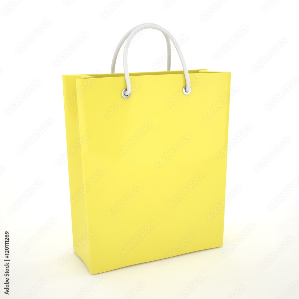 Paper Shopping Bag isolated on white background. 3d rendering. Paper Shopping Bag isolated on white background. 3d rendering.