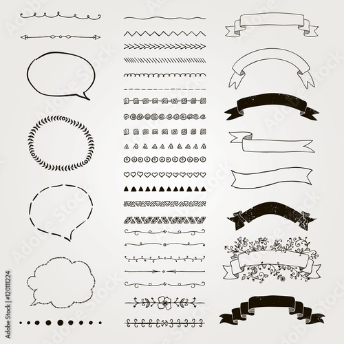 Set of Vector Decorative Hand Drawn Design Elements