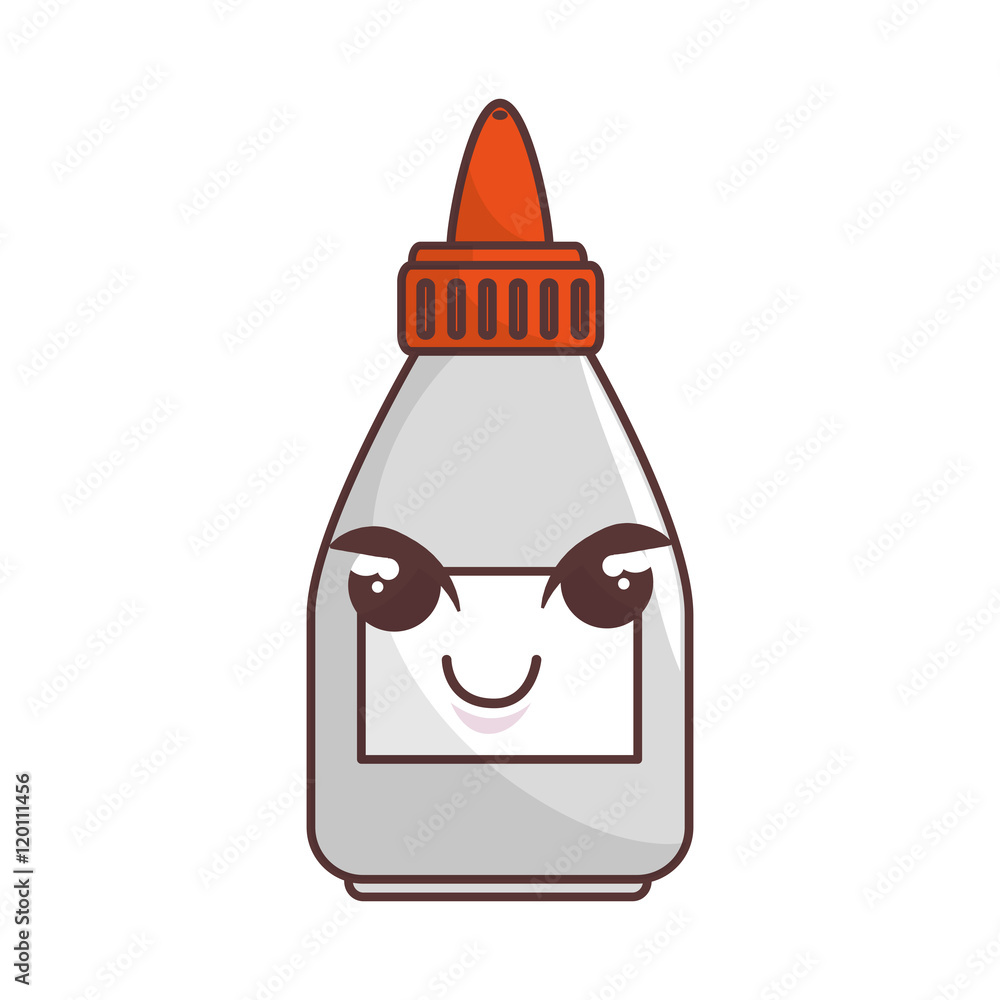 glue bottle with expression face white label. school utensil. kawaii cartoon.vector illustration glue bottle with expression face white label. school utensil. kawaii cartoon.vector illustration