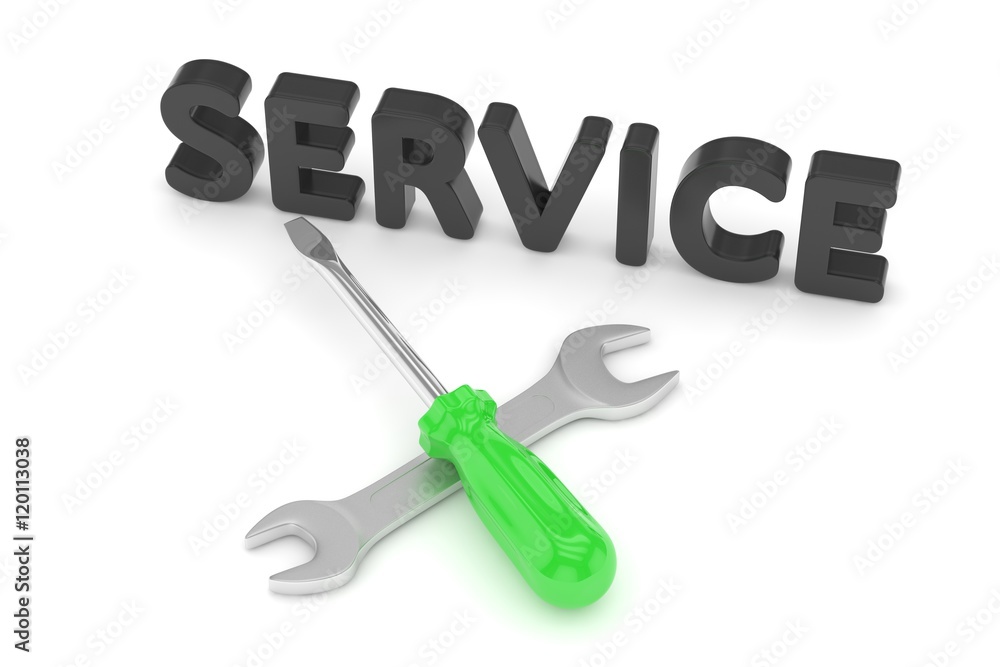 3D Illustration Wrench and screwdriver, service concept 3D Illustration Wrench and screwdriver, service concept