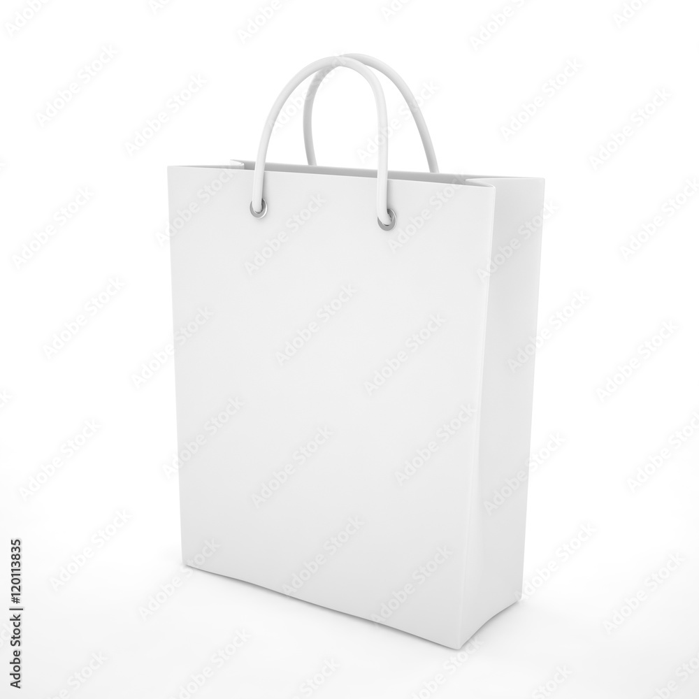 Paper Shopping Bag isolated on white background. 3d rendering. Paper Shopping Bag isolated on white background. 3d rendering.