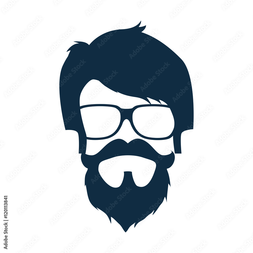 man face with beard and glasses. hipster fashion lifestyle. vector illustration