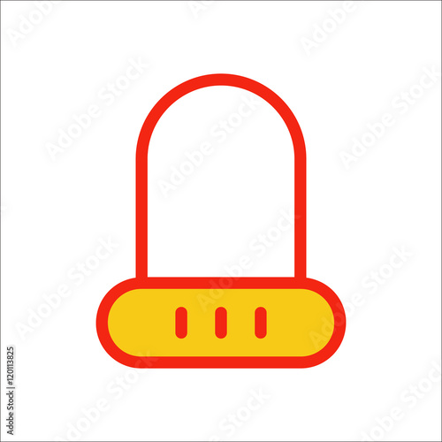 Bike bicycle lock sign flat icon on background
