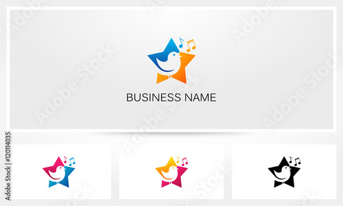 Bird Sing Chirp Star Logo