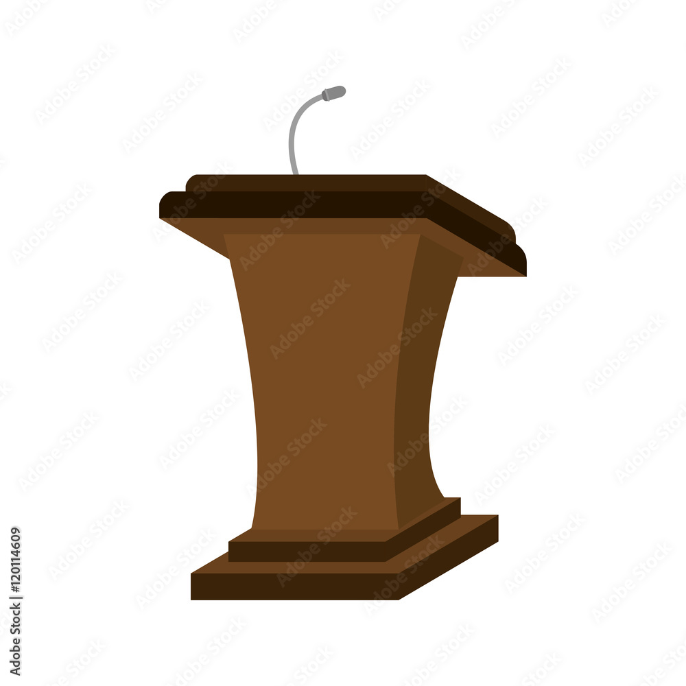 speech communication podium wooden pedestal with microphone. vector illustration speech communication podium wooden pedestal with microphone. vector illustration