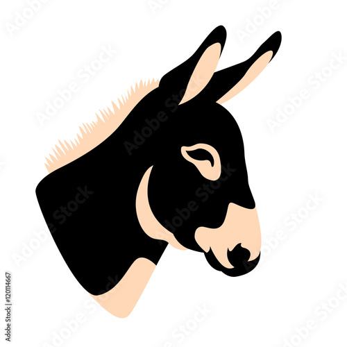 donkey head face vector illustration style Flat