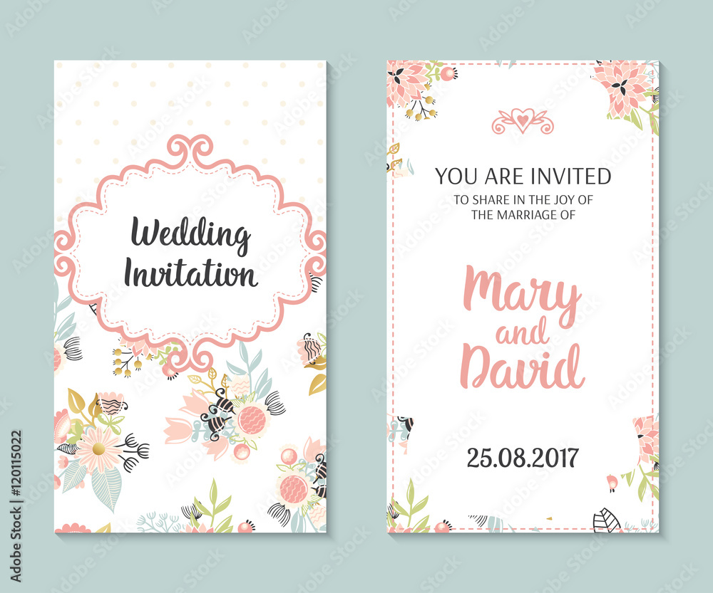 Romantic vector cards template Romantic vector cards template