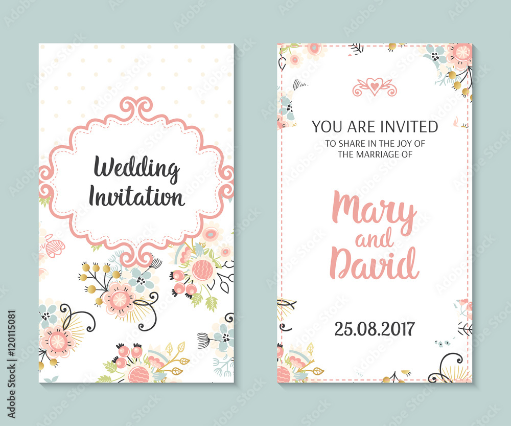 Romantic vector cards template Romantic vector cards template