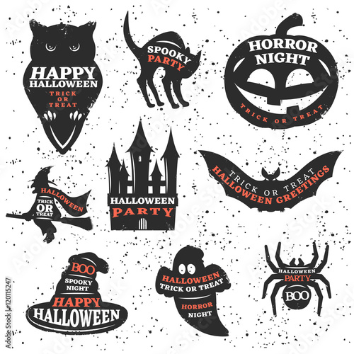Halloween Elements And Quotes Set 