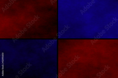 Black background with red and dark blue rectangles