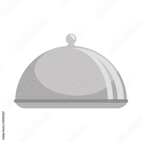 metal platter restaurant. waiter service element. vector illustration 