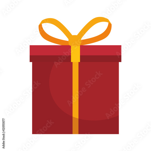 red gift box present with yellow ribbon. vector illustration