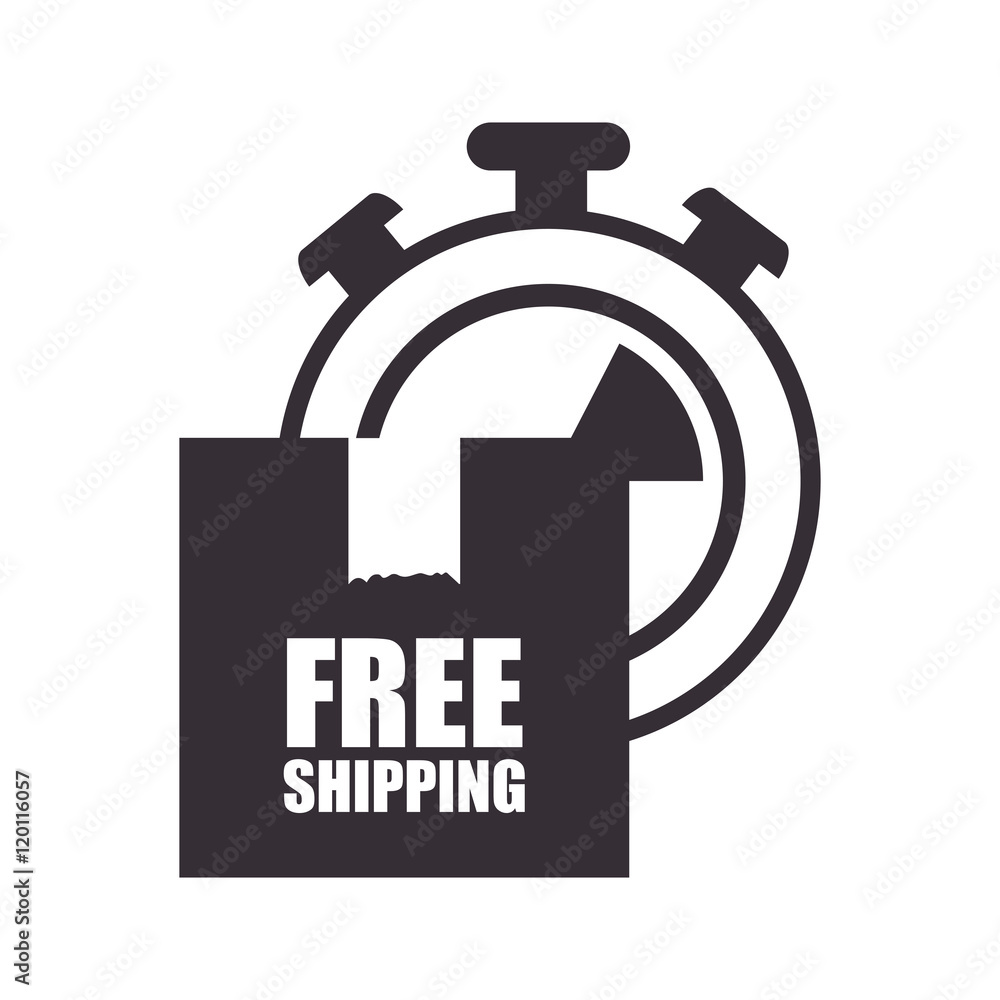 free shipping fast time. chronometer device. silhouette vector illustration free shipping fast time. chronometer device. silhouette vector illustration