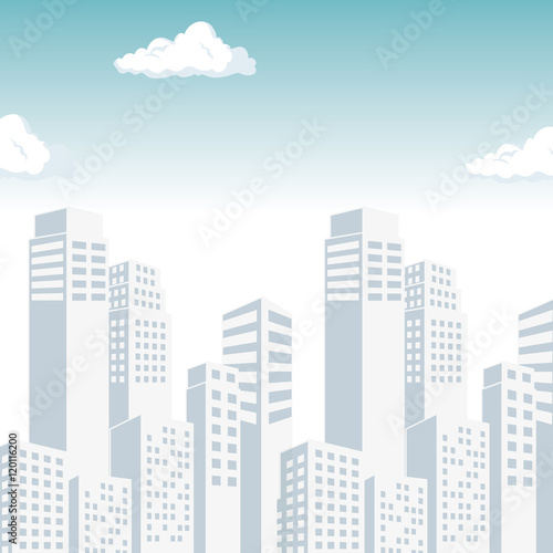urban city landscape with tower buildings and sky blue. vector illustration