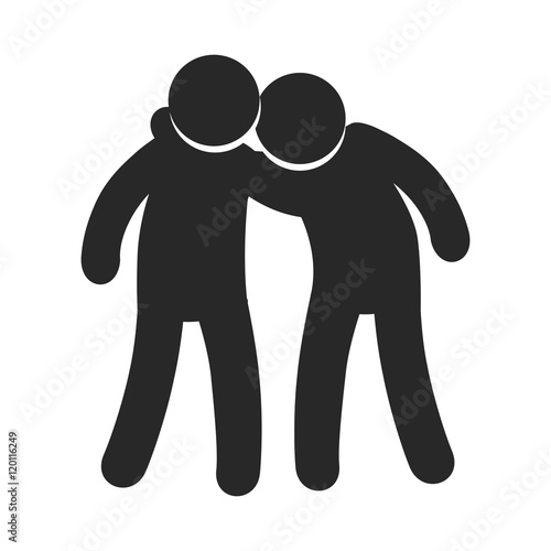two pictogram friends together. friendship symbol. vector illustration