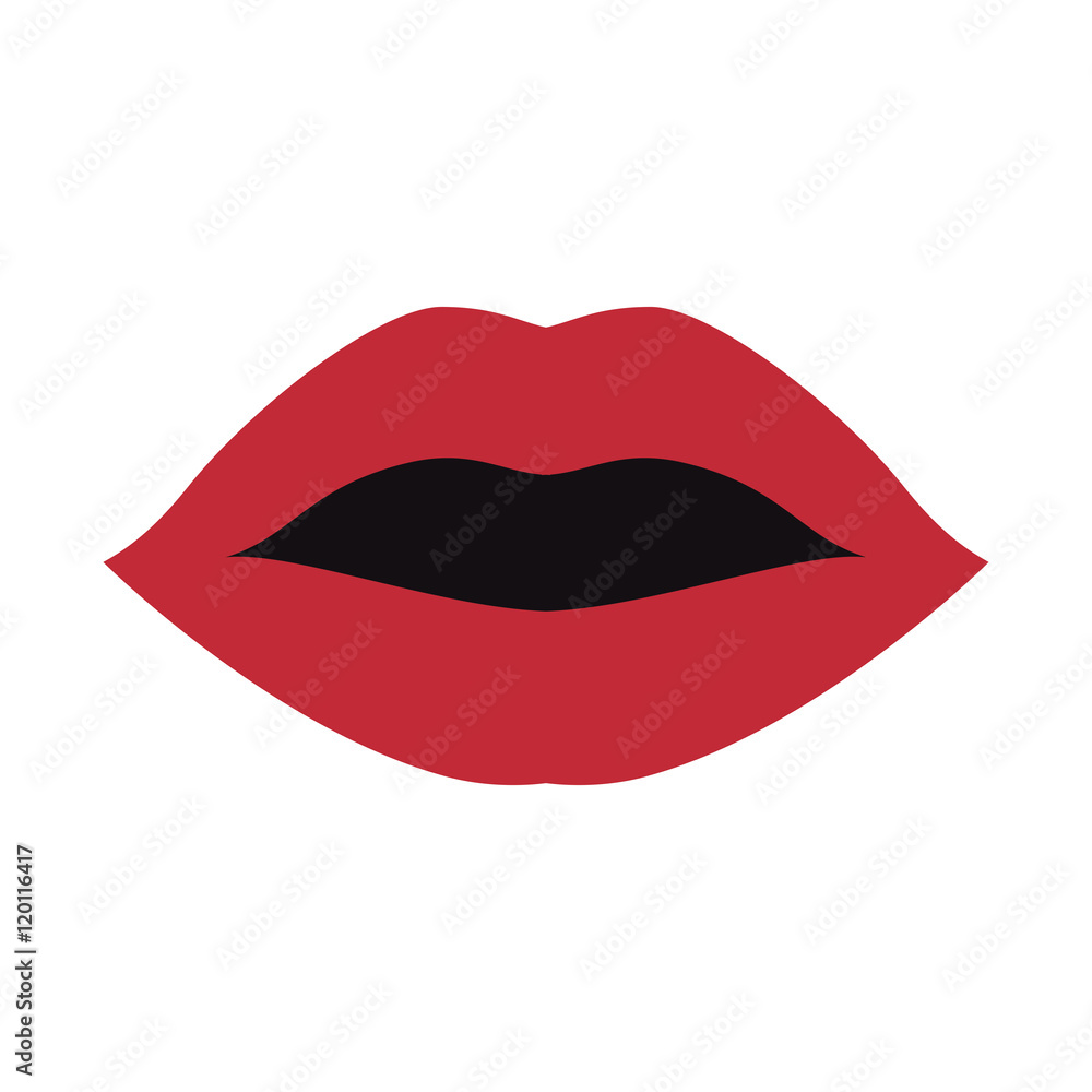 mouth with red lips sensual expression cartoon. vector illustration mouth with red lips sensual expression cartoon. vector illustration