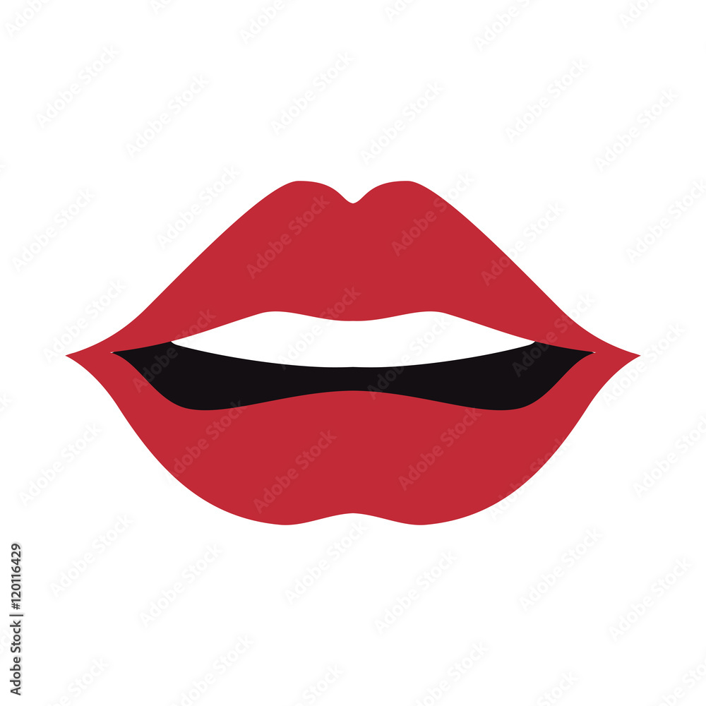 mouth with red lips sensual expression cartoon. vector illustration mouth with red lips sensual expression cartoon. vector illustration