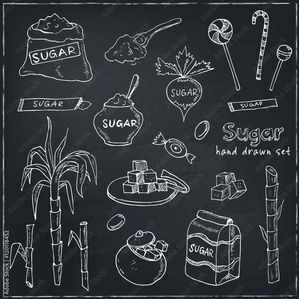 Doodle Set of sugar products Vector illustration