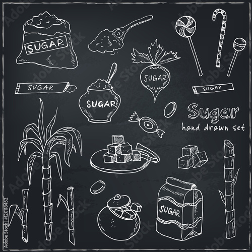 Doodle Set of sugar products Vector illustration