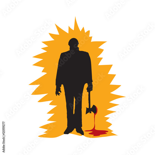 Killer psycho with bloody axe