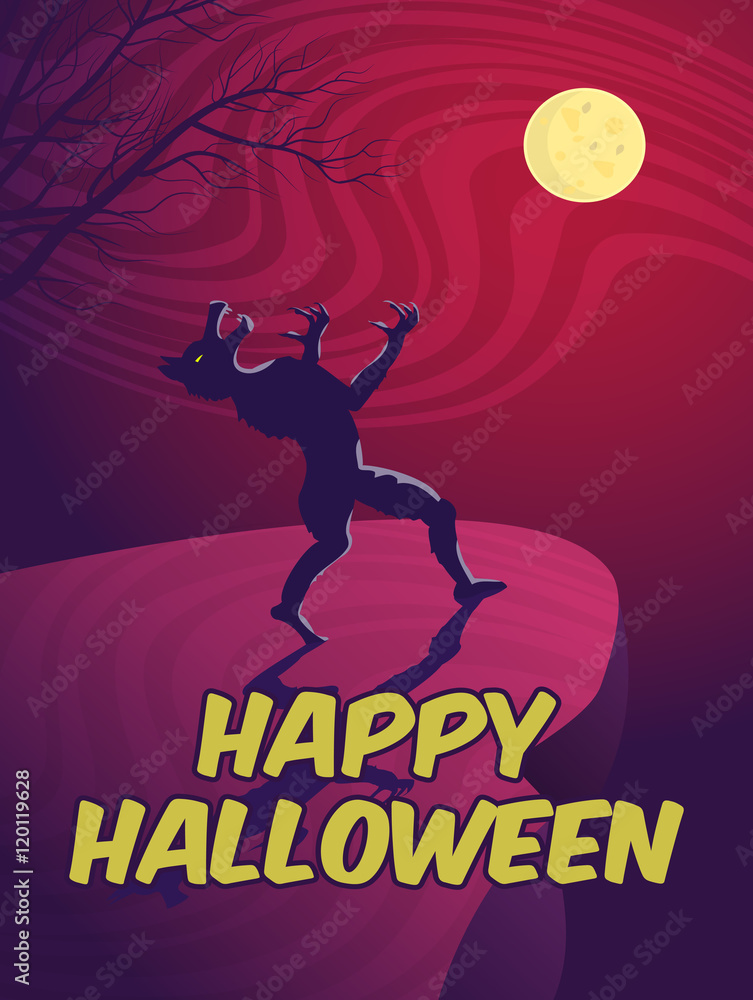 Halloween card with a werewolf Halloween card with a werewolf