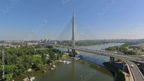 Aerial view of the bridge in Belgrade,Serbia; named 