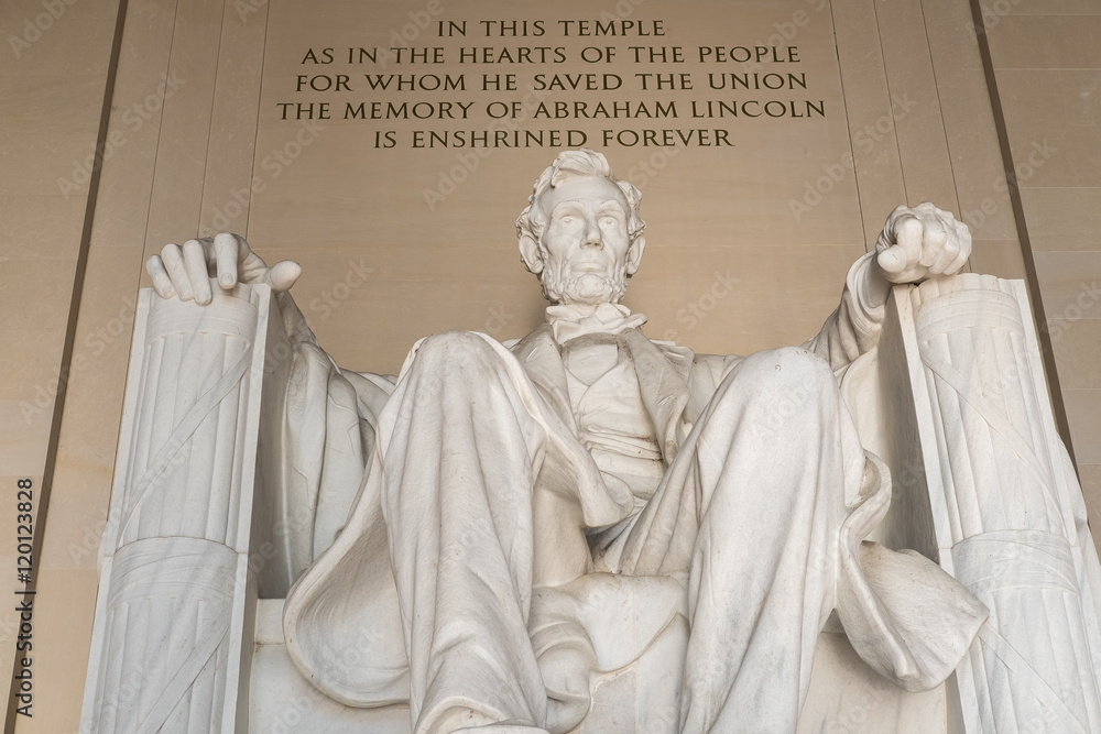 Statue of Abraham Lincoln at the Lincoln Memorial in Washington