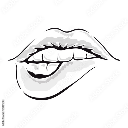 mouth with red sensual expression sketch. vector illustration vector de Stock | Adobe Stock
