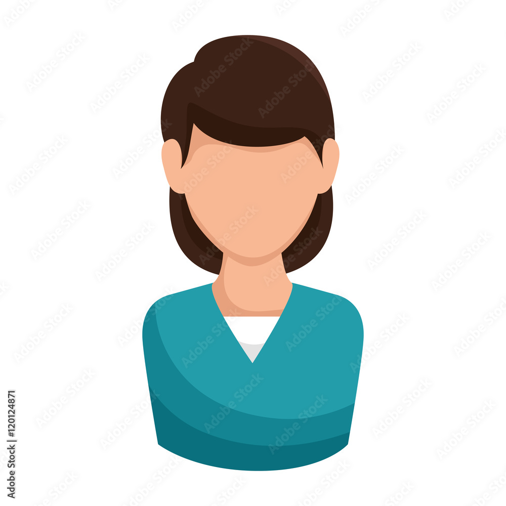 avatar woman cartoon wearing blue shirt. vector illustration