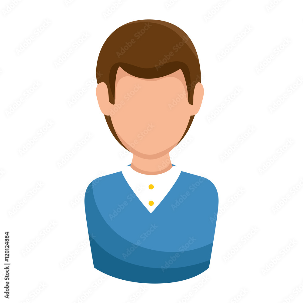 avatar man cartoon wearing blue shirt. vector illustration
