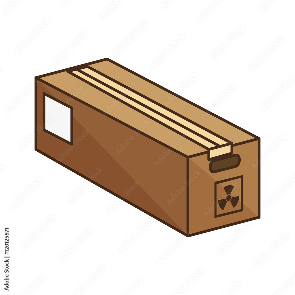 box carton with nuclear sign. packing delivery and shipping service. vector illustration box carton with nuclear sign. packing delivery and shipping service. vector illustration