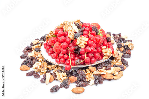 Canvastavla Red currant and strauberry and nuts