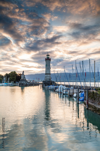 LINDAU  GERMANY - Lighthouse at port of Lindau harbour  Lake Constance  Bavaria    
