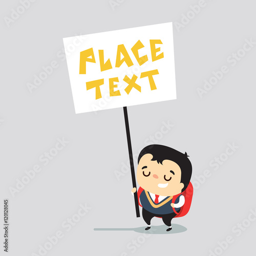 Boy with poster in hands