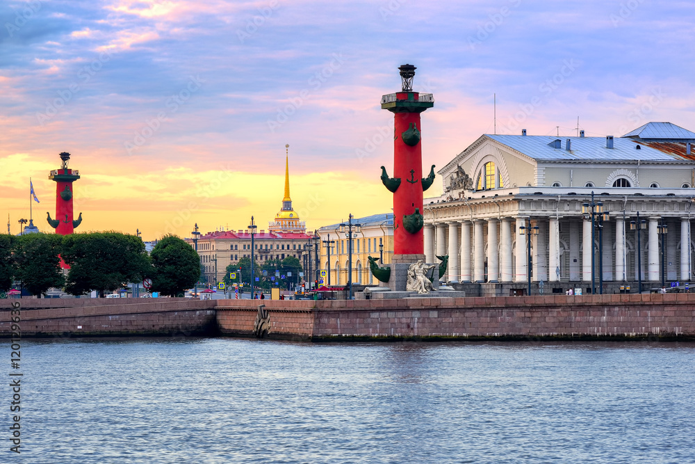 Cityscape of St Petersburg, Russia, on sunset