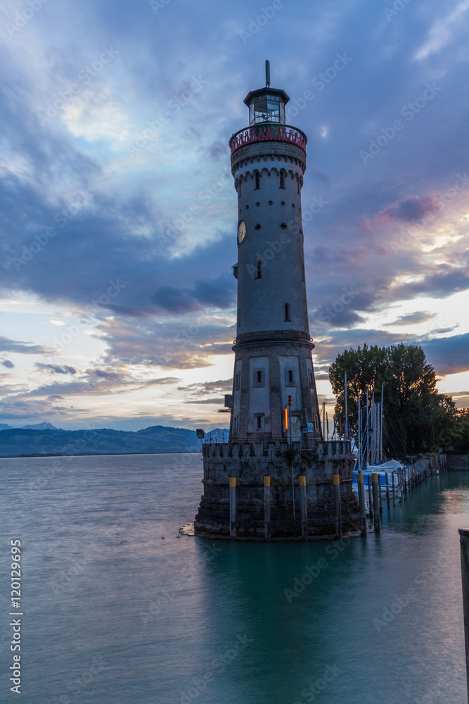 LINDAU, GERMANY - Lighthouse at port of Lindau harbour, Lake Constance, Bavaria

