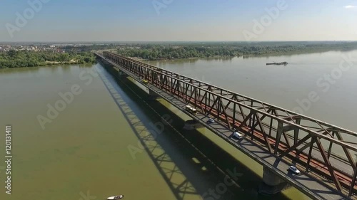Wallpaper Mural Aerial view of the Pancevo Bridge.Traffic on Pancevo bridge. Torontodigital.ca