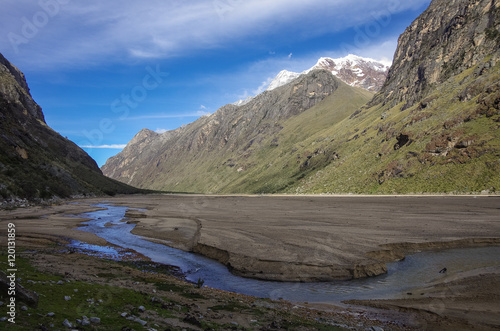 Mountain valley after mudflow. Huascaran National Park  Cordillera Blanca - Santa Cruz Circuit Trekking. Peru