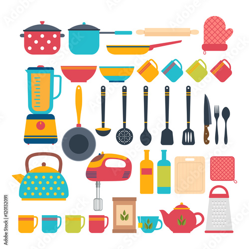 Kitchen appliances. Cooking tools and kitchenware equipment
