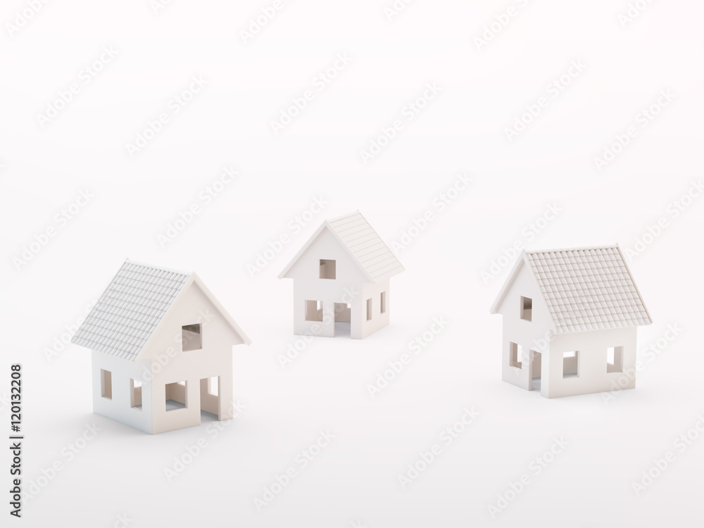 Three small model houses